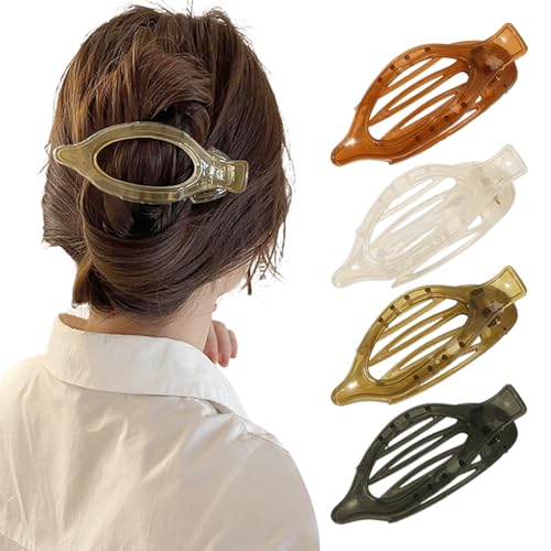 PALAY 4 Packs Flat Claw Clips for Women Girls Stylish Large French Concord Hair Clips for Women Strong Hold Hair Clutches for Thick Thin Hair Comb Clips Hair Accessories for Women and Girls PALAY 4 Packs Flat Claw Clips for Women Girls Stylish Large French Concord Hair Clips for Women Strong Hold Hair Clutches for Thick Thin Hair Comb Clips Hair Accessories for Women and Girls